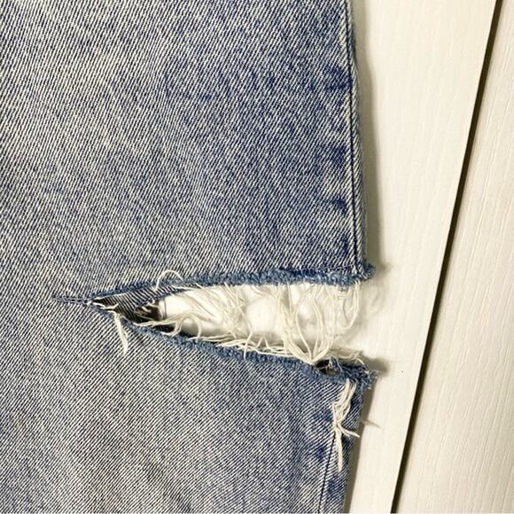 MAISON MARGIELA Jeans 28”Blue High-Waist Barrel Wide Slashed Raw-Hem Luxury Zip - Picture 5 of 15
